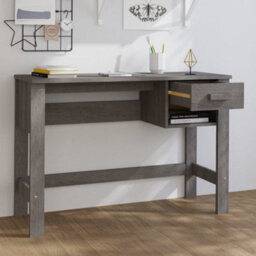 Berkfield Desk Light Grey 110X40X75 Cm Solid Wood Pine - thumbnail 3