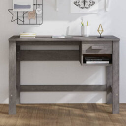 Berkfield Desk Light Grey 110X40X75 Cm Solid Wood Pine