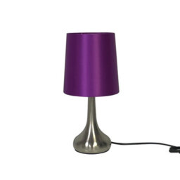 Navilux Modern Chrome Teardrop Touch Table Lamp Purple Faux Silk Shade 4-Stage Dimmable Silver Brushed Single Lamp Energy Class F - thumbnail 2