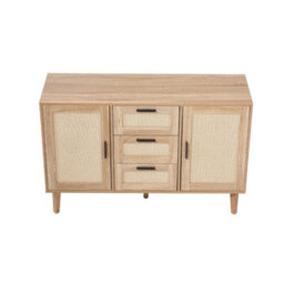Wooden Sideboard 2 Doors & 3 Drawers Storage Rattan Cabinet Centra Console Table - thumbnail 1