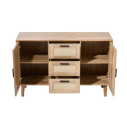 Wooden Sideboard 2 Doors & 3 Drawers Storage Rattan Cabinet Centra Console Table - thumbnail 6
