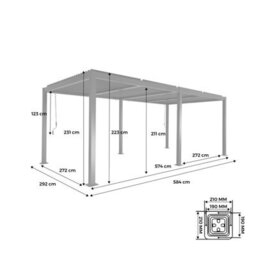 Sweeek - Louvered Pergola Aluminium And Steel 6 X 3M Anthracite - Palace - thumbnail 6