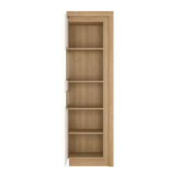 Furniture To Go Lyon Tall Narrow Display Cabinet (Lhd) In Riviera Oak/white High Gloss - thumbnail 3