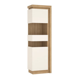 Furniture To Go Lyon Tall Narrow Display Cabinet (Lhd) In Riviera Oak/white High Gloss
