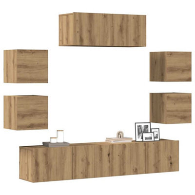 Berkfield 7 Piece Tv Cabinet Set Wall-Mounted Artisan Oak Engineered Wood - image 1