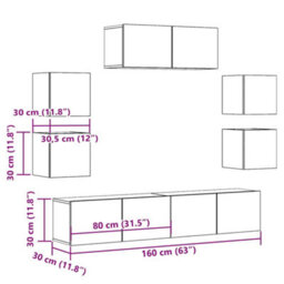 Berkfield 7 Piece Tv Cabinet Set Wall-Mounted Artisan Oak Engineered Wood - thumbnail 9