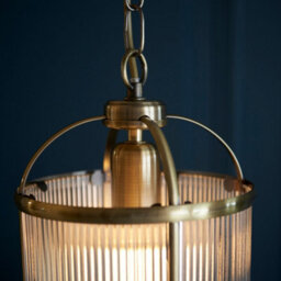 Luminosa Lighting Luminosa Lambeth Ribbed Glass Single Ceiling Pendant Antique Brass - thumbnail 5