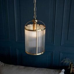 Luminosa Lighting Luminosa Lambeth Ribbed Glass Single Ceiling Pendant Antique Brass - thumbnail 4