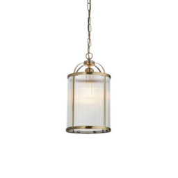 Luminosa Lighting Luminosa Lambeth Ribbed Glass Single Ceiling Pendant Antique Brass - thumbnail 1