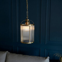 Luminosa Lighting Luminosa Lambeth Ribbed Glass Single Ceiling Pendant Antique Brass - thumbnail 2