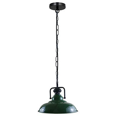 Led Modern Pendant Lamp With Green Metal Shade, 36Cm Diameter, E27 Base, Adjustable Chain - image 1
