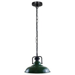 Led Modern Pendant Lamp With Green Metal Shade, 36Cm Diameter, E27 Base, Adjustable Chain
