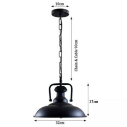 Led Modern Pendant Lamp With Green Metal Shade, 36Cm Diameter, E27 Base, Adjustable Chain - thumbnail 2