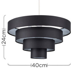 Valuelights Nevada Pair Of Modern 4 Tier Black Fabric Ceiling Light Shades (D)40Cm - thumbnail 6