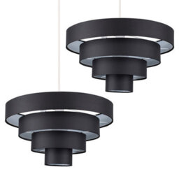 Valuelights Nevada Pair Of Modern 4 Tier Black Fabric Ceiling Light Shades (D)40Cm - thumbnail 1