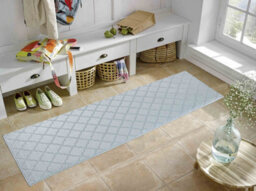 Ivy Washable Trellis Design Anti Slip Doormats Silver 80X300 Cm