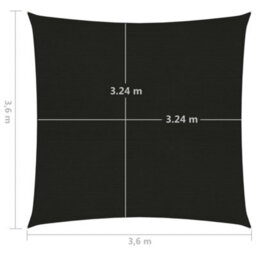 Berkfield Sunshade Sail 160 G/m2 Black 3.6X3.6 M Hdpe - thumbnail 6