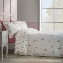 Catherine Lansfield Brushed Ditsy Floral Cotton Reversible King Duvet Cover Set With Pillowcases Pink - thumbnail 2