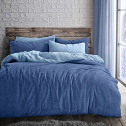 Velosso Light French Blue Teddy Reversible Duvet Cover And Pillowcase Set Single - thumbnail 1