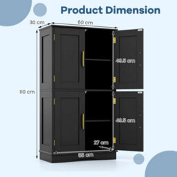 110Cm Freestanding Bathroom Floor Storage Pantry Cabinet - thumbnail 2