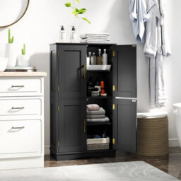 110Cm Freestanding Bathroom Floor Storage Pantry Cabinet - thumbnail 4