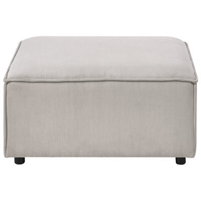 Wyld And Coco Element Taupe Corduroy Upholstered Ottoman With Black Legs, 86 X 86 X 45 Cm - image 1