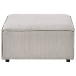 Wyld And Coco Element Taupe Corduroy Upholstered Ottoman With Black Legs, 86 X 86 X 45 Cm - thumbnail 1