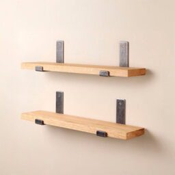 Off the Grain Oak Wall Shelves With Inverted Brackets - Narrow Wooden Shelves Pack Of 2 - 150Cm - thumbnail 3