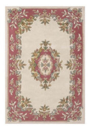 Cream Rose Traditional Bordered Floral Handmade Cotton Backing Rug For Living Room And Bedroom-160Cm X 235Cm - thumbnail 3