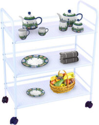 Multibao White Metal 3 Tier Side Kitchen Trolley Cart Shelf Rack For Beauty Salon Bbq Hotpot Workshop - thumbnail 3