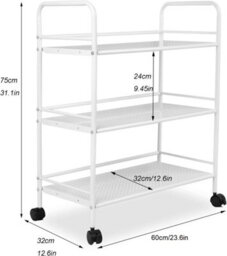Multibao White Metal 3 Tier Side Kitchen Trolley Cart Shelf Rack For Beauty Salon Bbq Hotpot Workshop - thumbnail 2