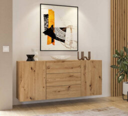 Arte Ava 26 Oak Artisan Sideboard Cabinet - W1400mm X H630mm X D350mm - Elegant Storage For Contemporary Spaces - thumbnail 3