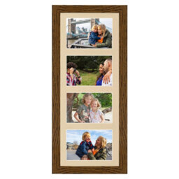 AK Frames 50X20Cm Dark Oak Modern Multi Photo Frame With Ivory Mount - Holds 4 Apertures (4X) 6X4 Photos - thumbnail 1