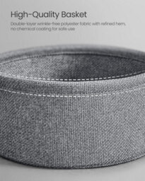 Songmics Vasagle Side Table, Round End Table With Fabric Basket, Spacious, For Any Space, Bedside Table, Modern, Ebony Black & Slate Grey - thumbnail 5
