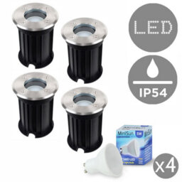 Valuelights Pack Of 4 Bushed Chrome Ip54 Rated Outdoor Garden Walk Over Lights Complete With 5W Gu10 Led Bulbs 3000K Warm White - thumbnail 1