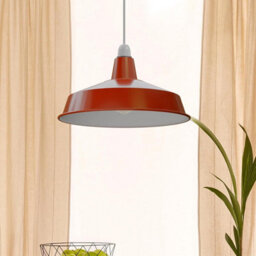 Industrial Lampshade Metal Orange 40Cm Easy Fit With Reducer Plate Modern Hanging Pendant Light Shade - thumbnail 3