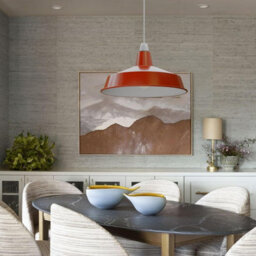 Industrial Lampshade Metal Orange 40Cm Easy Fit With Reducer Plate Modern Hanging Pendant Light Shade - thumbnail 2