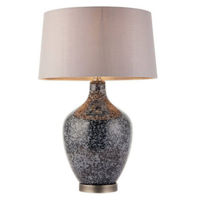 Luminosa Lighting Luminosa Ilsa 1 Light Table Light Grey Black Painted Glass & Matt Nickel Plate, E27 - image 1