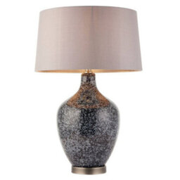 Luminosa Lighting Luminosa Ilsa 1 Light Table Light Grey Black Painted Glass & Matt Nickel Plate, E27 - thumbnail 1