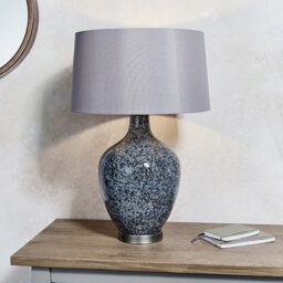 Luminosa Lighting Luminosa Ilsa 1 Light Table Light Grey Black Painted Glass & Matt Nickel Plate, E27 - thumbnail 2