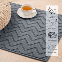 Moonlight Bedding Grey Chevron Rug 60X110Cm, Washable Non-Slip Soft High Low Pile Living Room Carpet - thumbnail 3