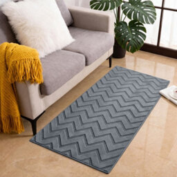 Moonlight Bedding Grey Chevron Rug 60X110Cm, Washable Non-Slip Soft High Low Pile Living Room Carpet - thumbnail 1