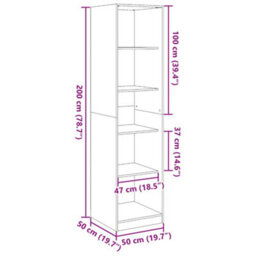Vidaxl Wardrobe Grey Sonoma 50X50X200 Cm Engineered Wood - thumbnail 3