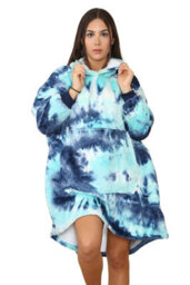 Ms9 Women's Oversized Hoodie Wearable Blanket Hoodie Top With Sherpa Lining Green And Blue - thumbnail 5