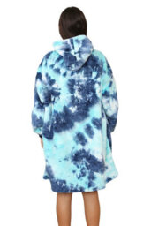 Ms9 Women's Oversized Hoodie Wearable Blanket Hoodie Top With Sherpa Lining Green And Blue - thumbnail 7