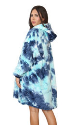 Ms9 Women's Oversized Hoodie Wearable Blanket Hoodie Top With Sherpa Lining Green And Blue - thumbnail 2