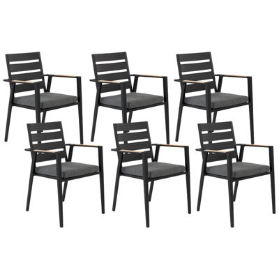 Beliani Set Of 6 Garden Chairs With Cushions Taviano Metal Black - image 1