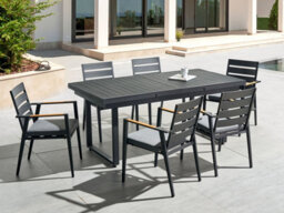 Beliani Set Of 6 Garden Chairs With Cushions Taviano Metal Black - thumbnail 2