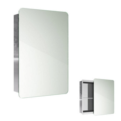 Ibathuk 660 X 460 Stainless Steel Bathroom Mirror Cabinet Modern Sliding Door Storage Unit - image 1