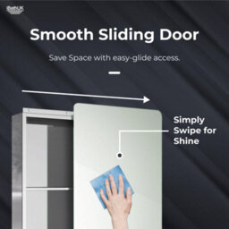 Ibathuk 660 X 460 Stainless Steel Bathroom Mirror Cabinet Modern Sliding Door Storage Unit - thumbnail 6